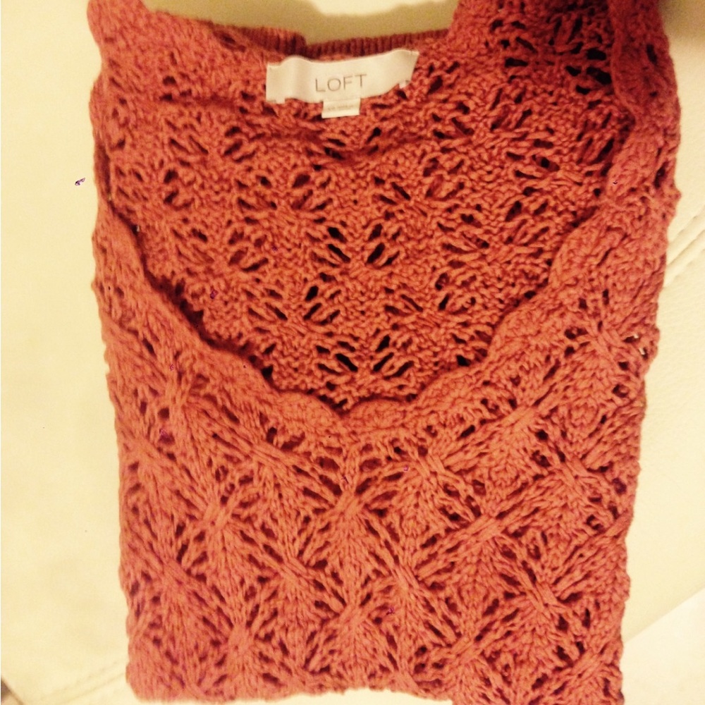 Ann Taylor LOFT crochet 🧶 Knit scalloped neck Sweater
